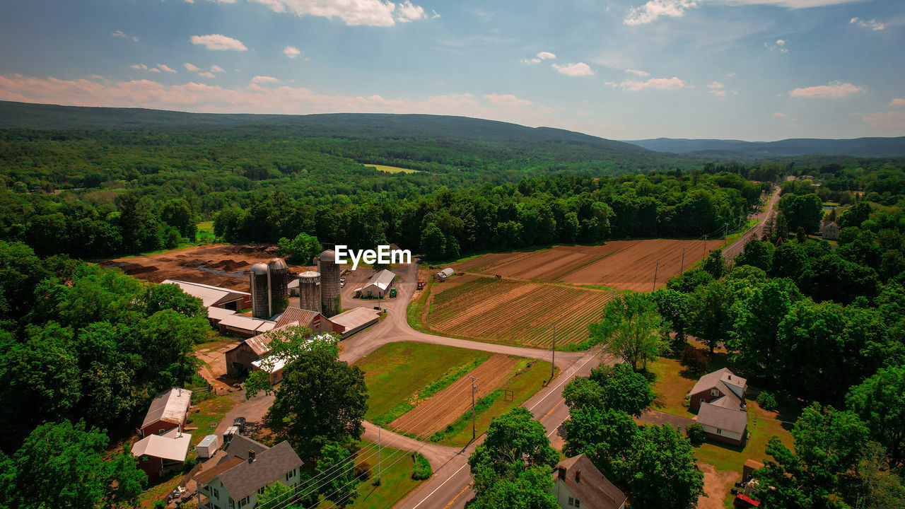 High angle view of landscape against sky