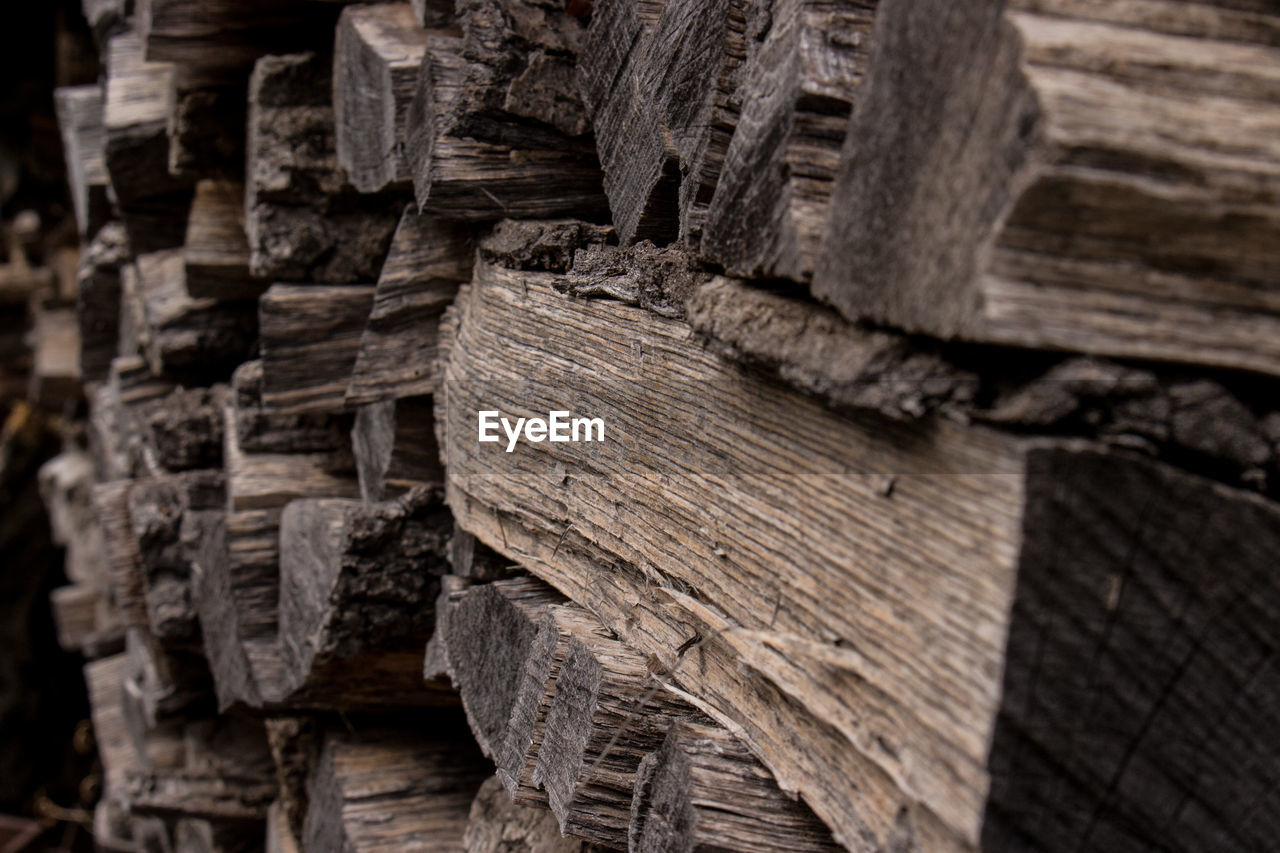 Full frame shot of wooden logs