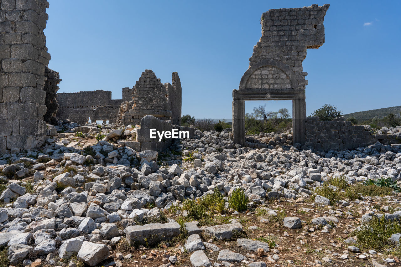 High angle view of historical ruins 