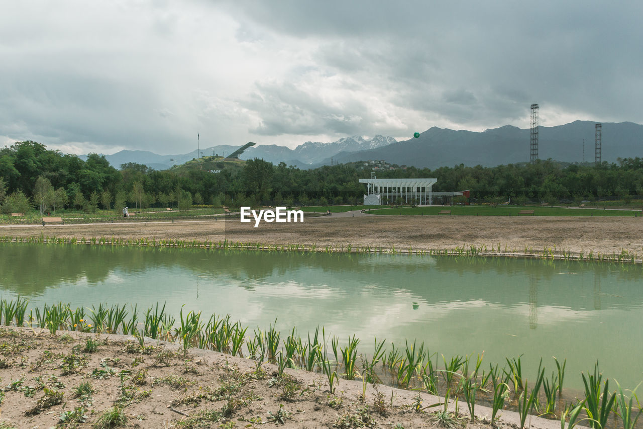 Scenic view of lake against sky