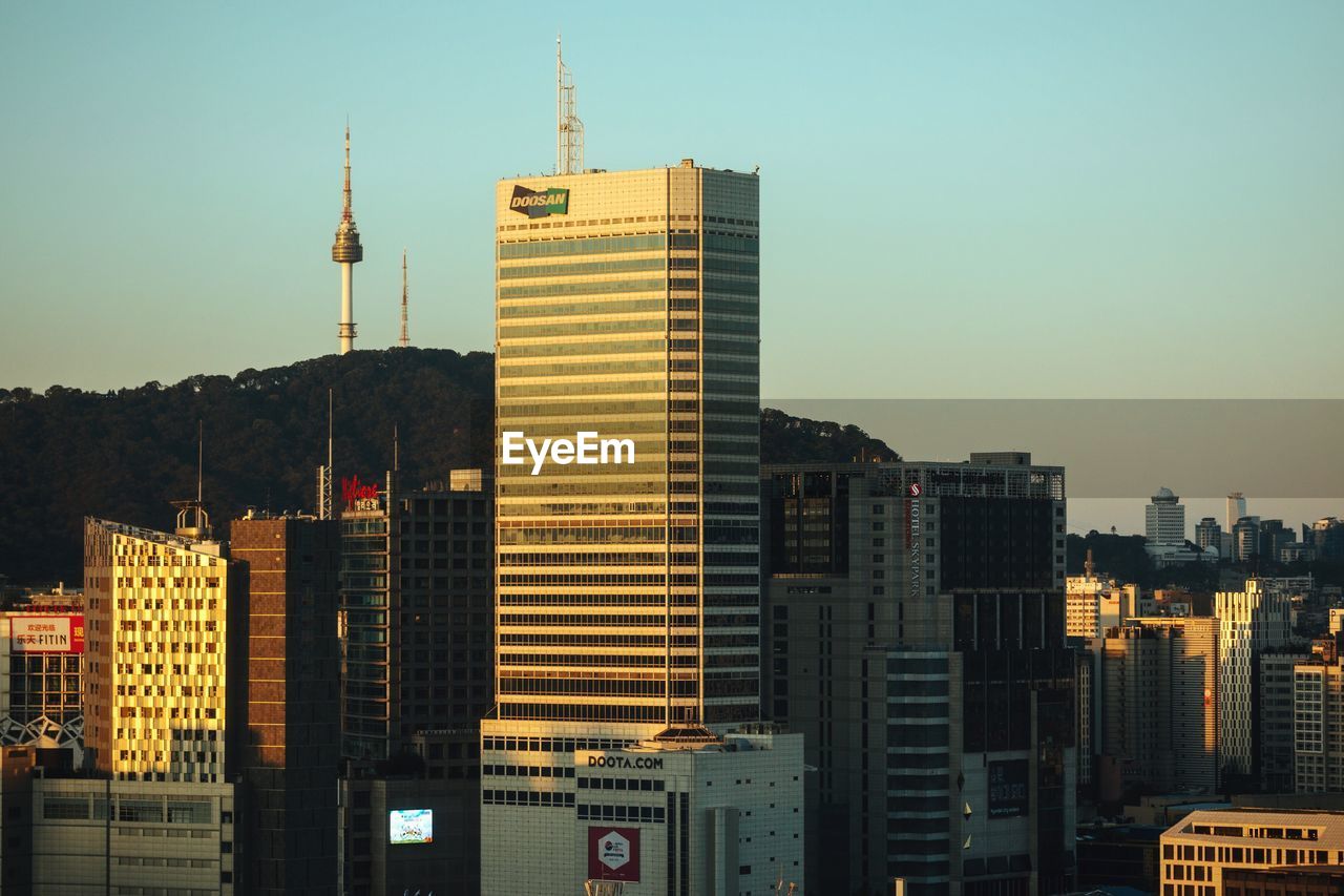 View of skyscrapers in city