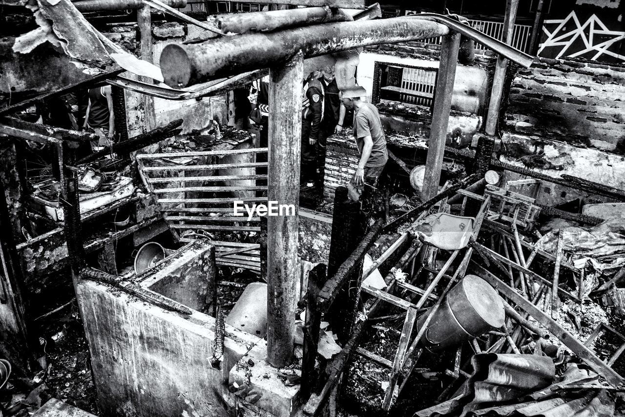 HIGH ANGLE VIEW OF OLD ABANDONED MACHINE