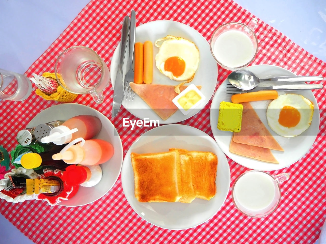 Directly above shot of breakfast on table