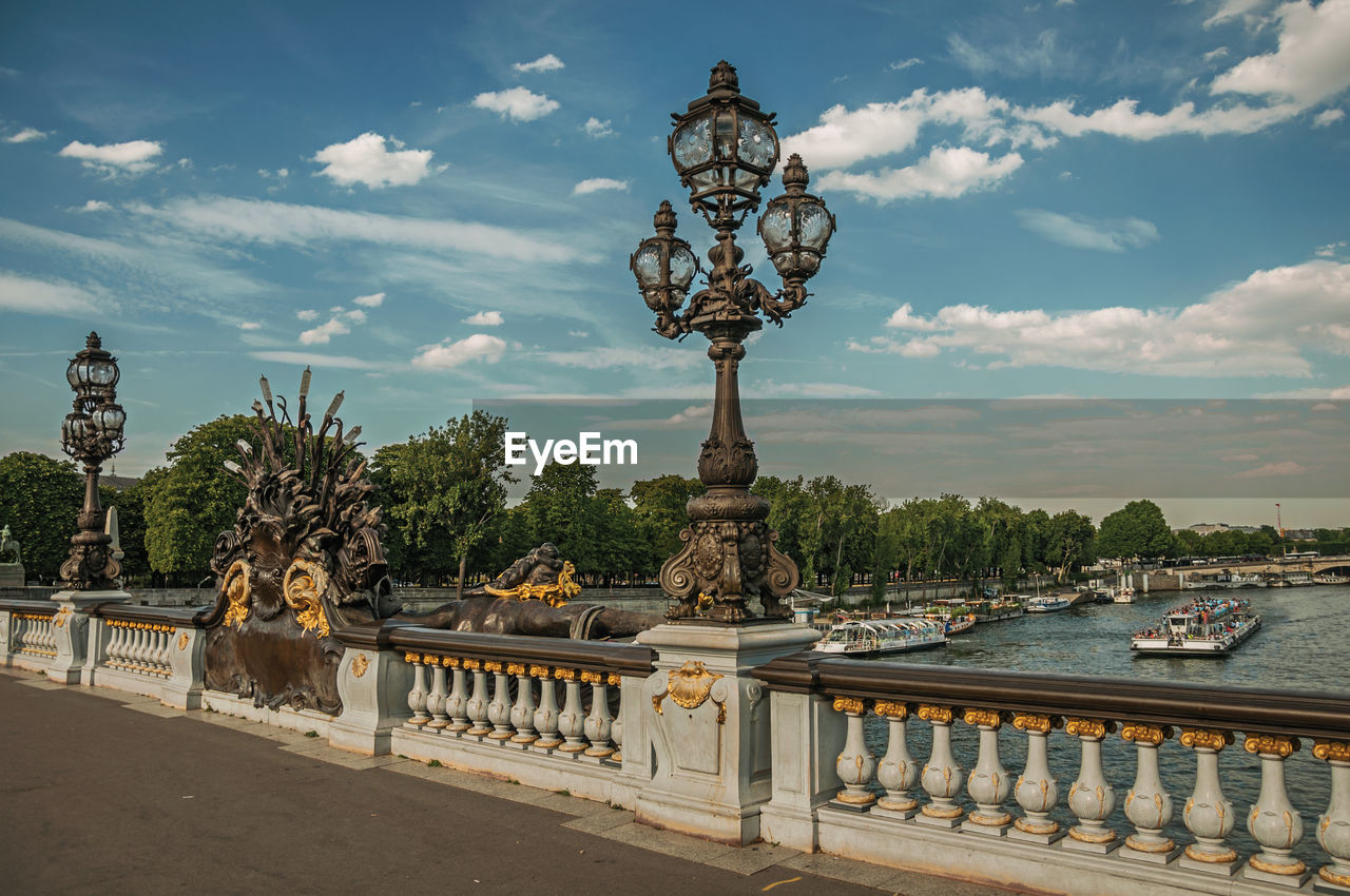 Elegant alexandre iii bridge over the seine river in paris. the famous capital of france.