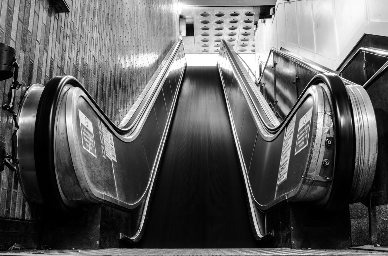 High angle view of escalator