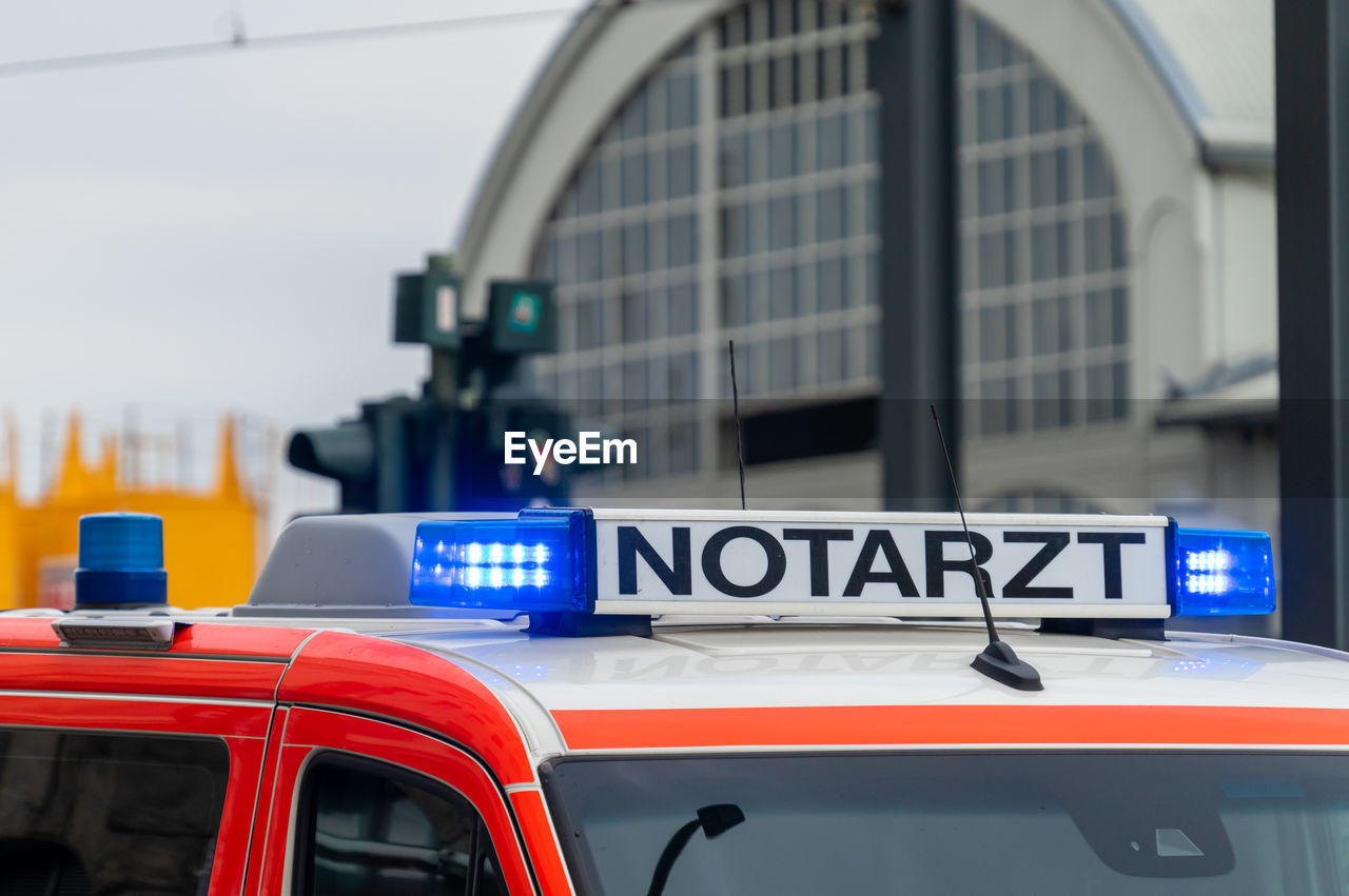 Close-up of text on car roof