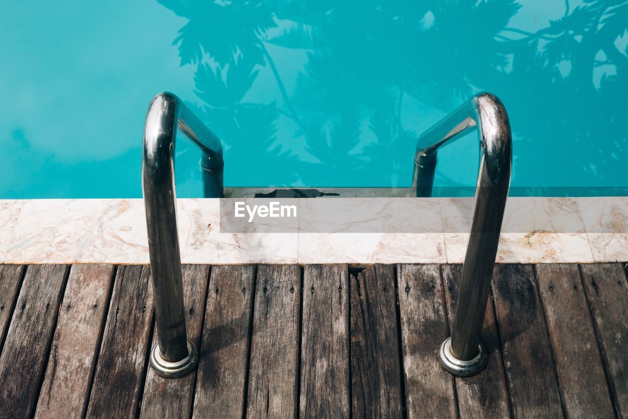 Detail shot of handles at swimming pool