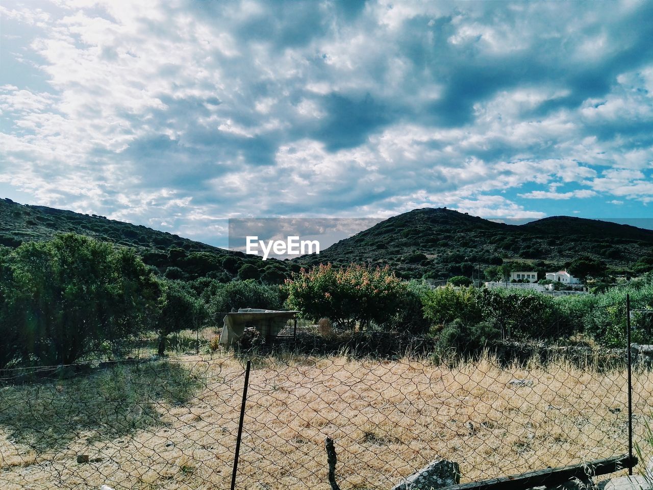 Fence with mountain in background