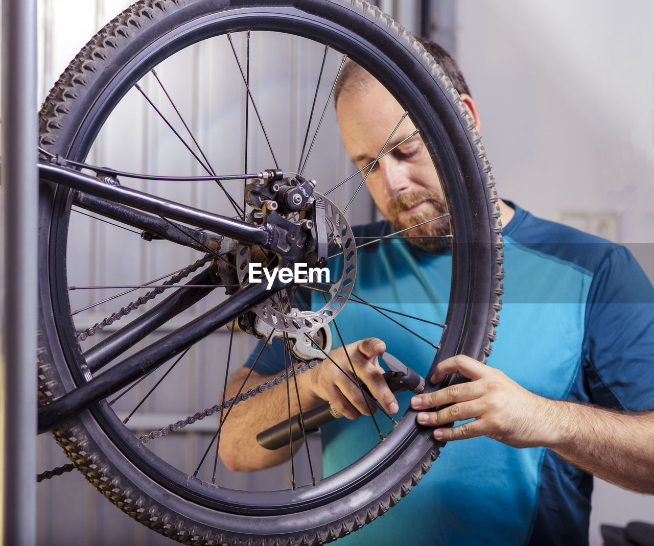 Man working on bicycle