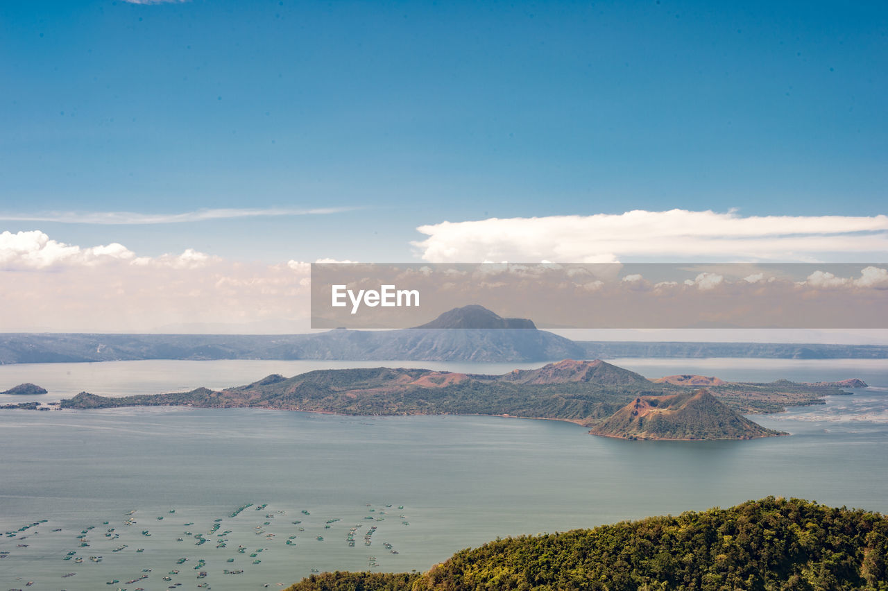 Scenic view of taal volcano, against sky