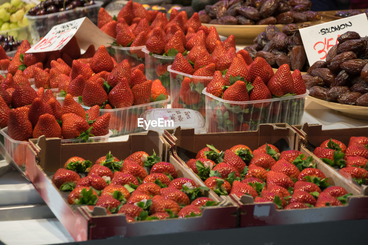 Fresh strawberries for sale at a market