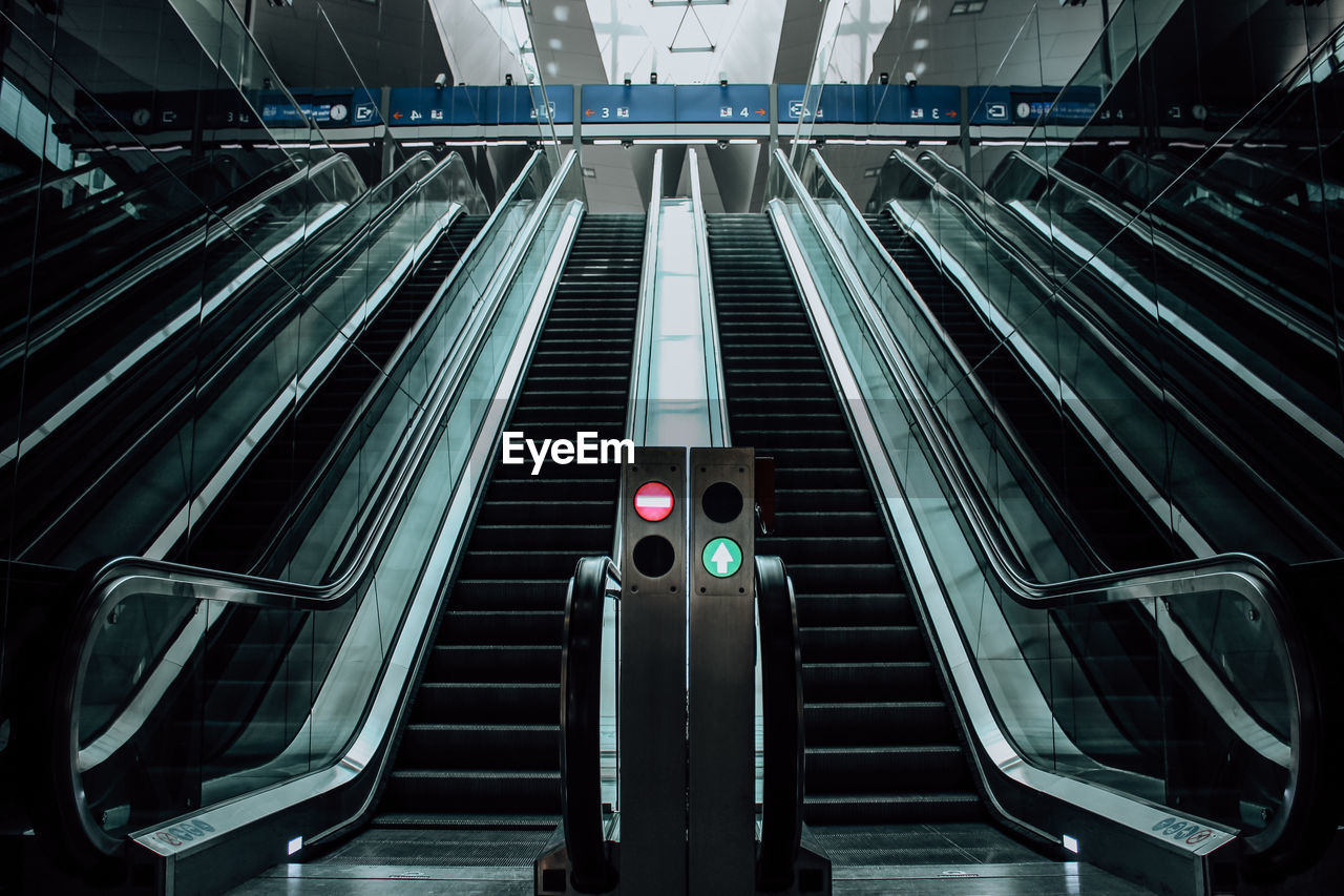 High angle view of escalator