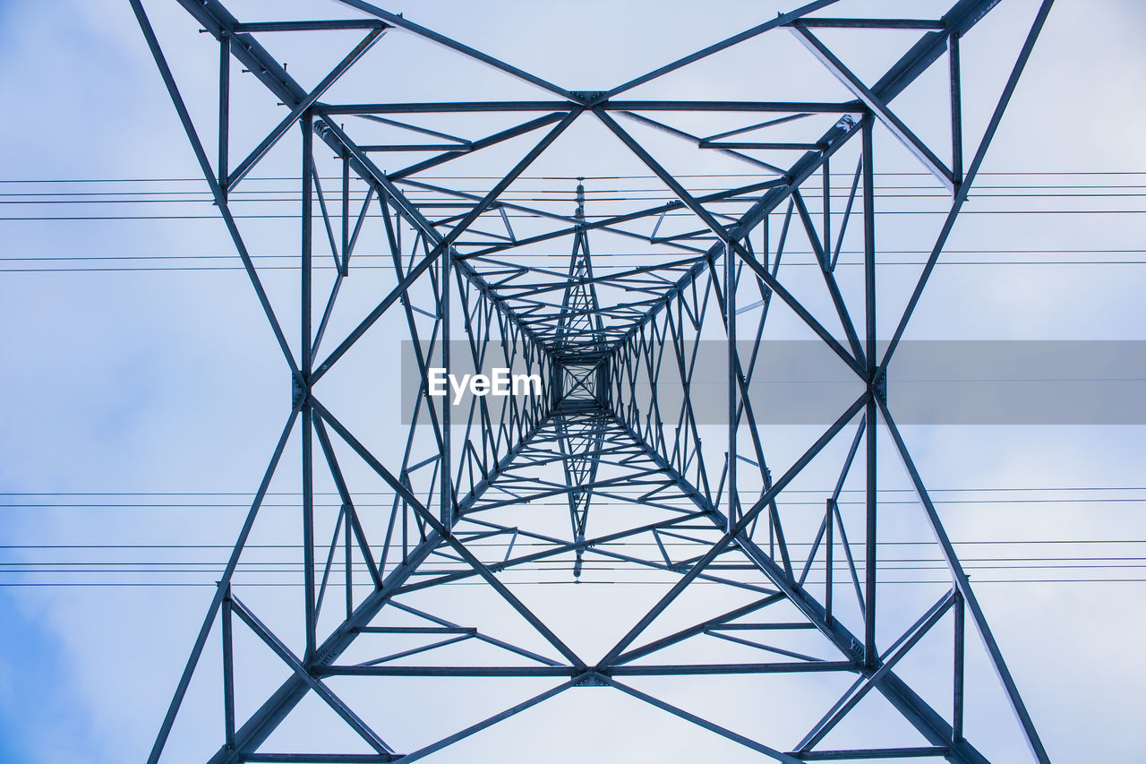 Directly below of electricity pylon against sky