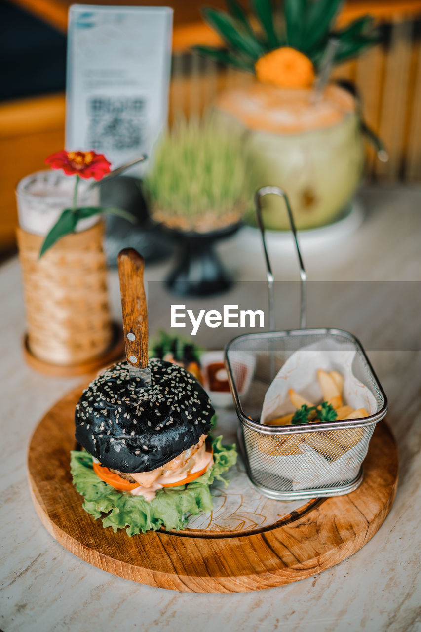 Close-up of food on table