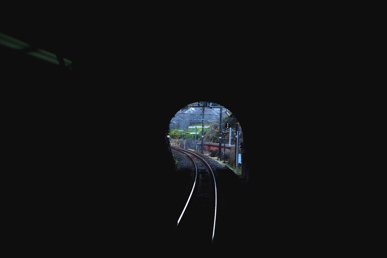 Railroad track in tunnel