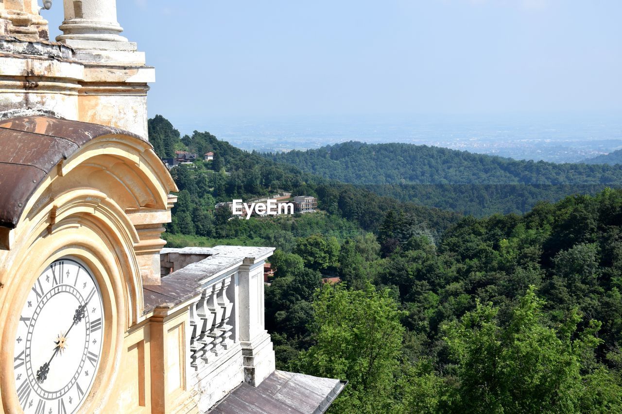 Cropped image of basilica of superga overlooking green landscape