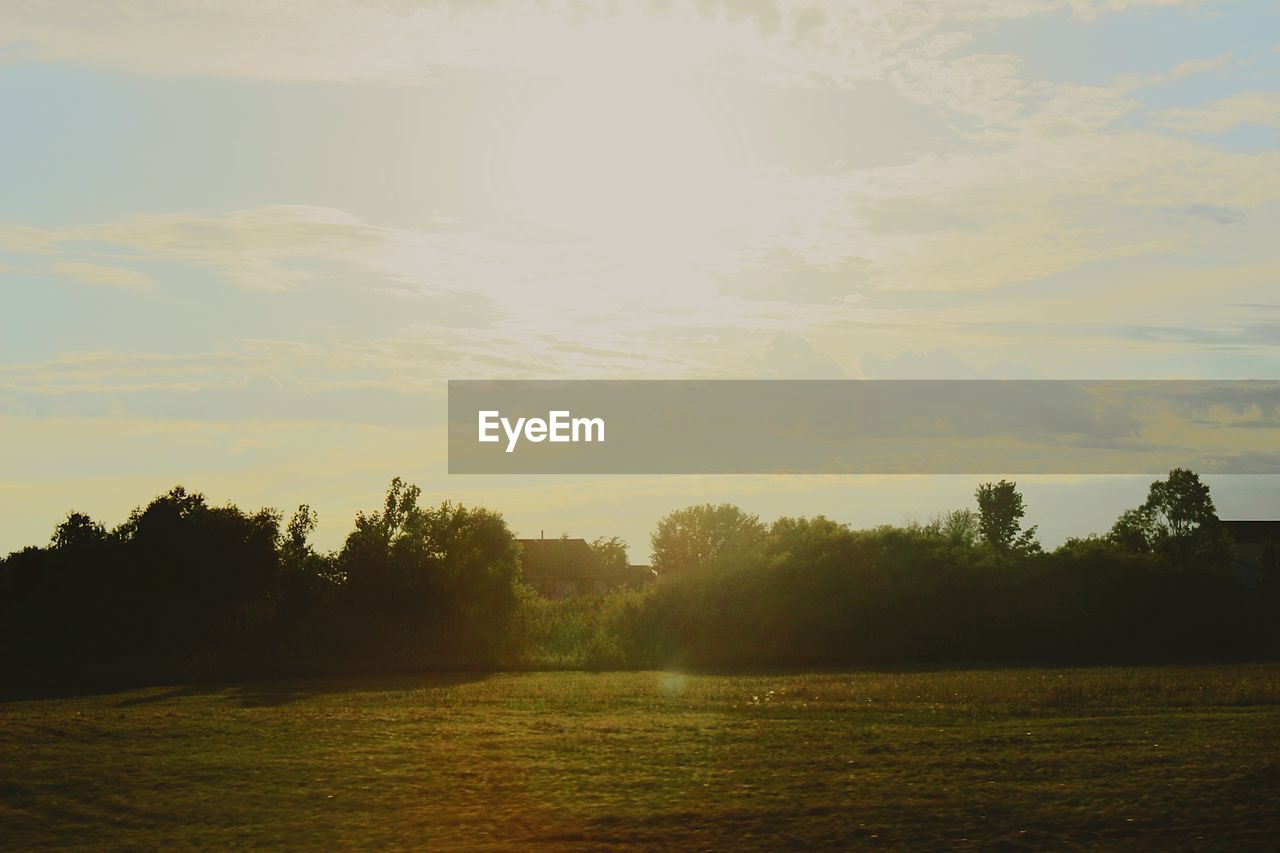 Scenic view of field against sky during sunset