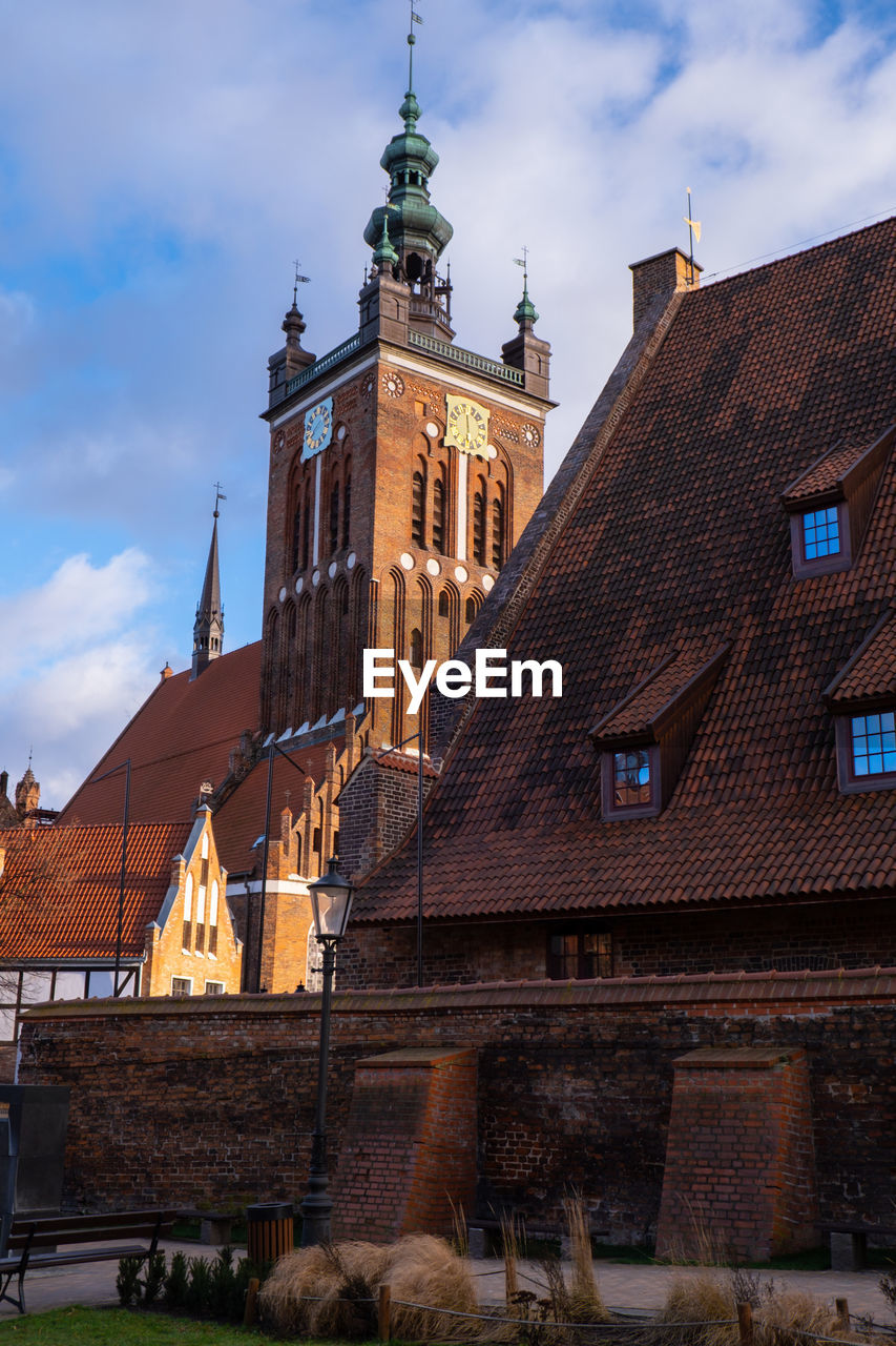 Gothic church of st. catherine in gdansk ancient architecture of old town in gdansk poland