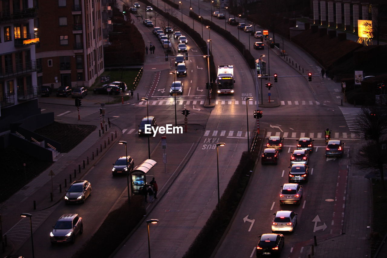 High angle view of traffic on city street