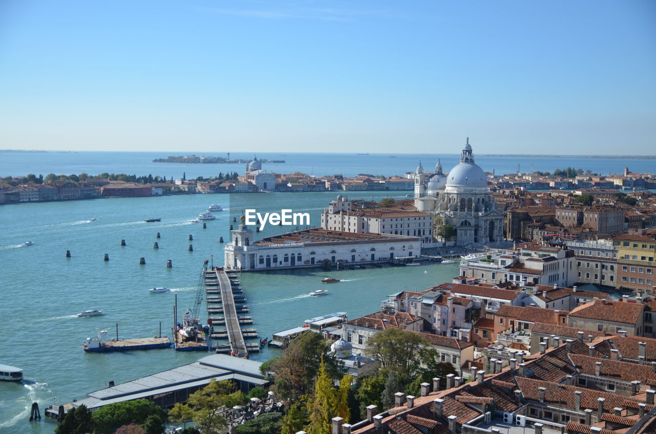 Aerial view of city at waterfront