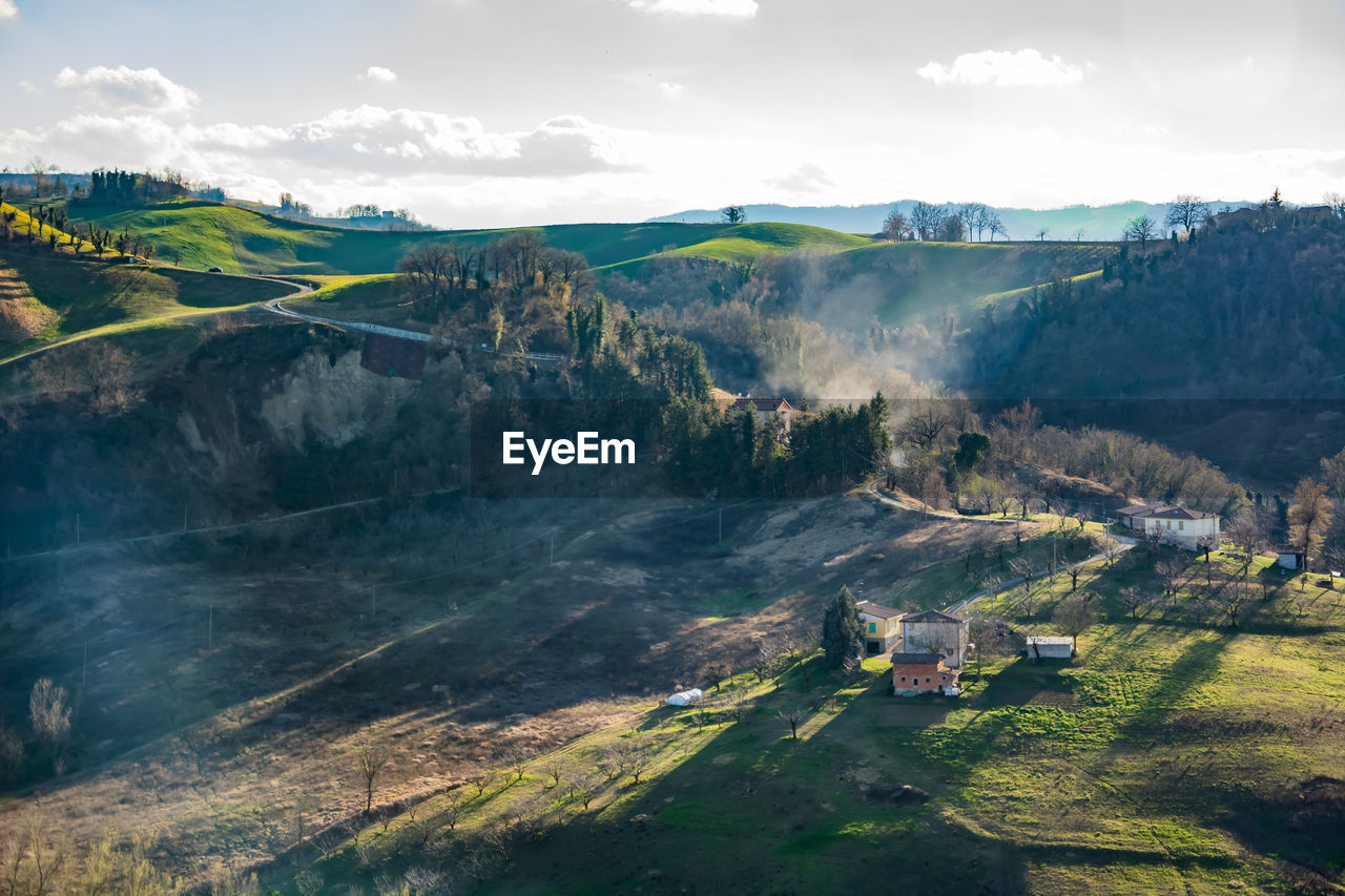 High angle view of landscape against sky