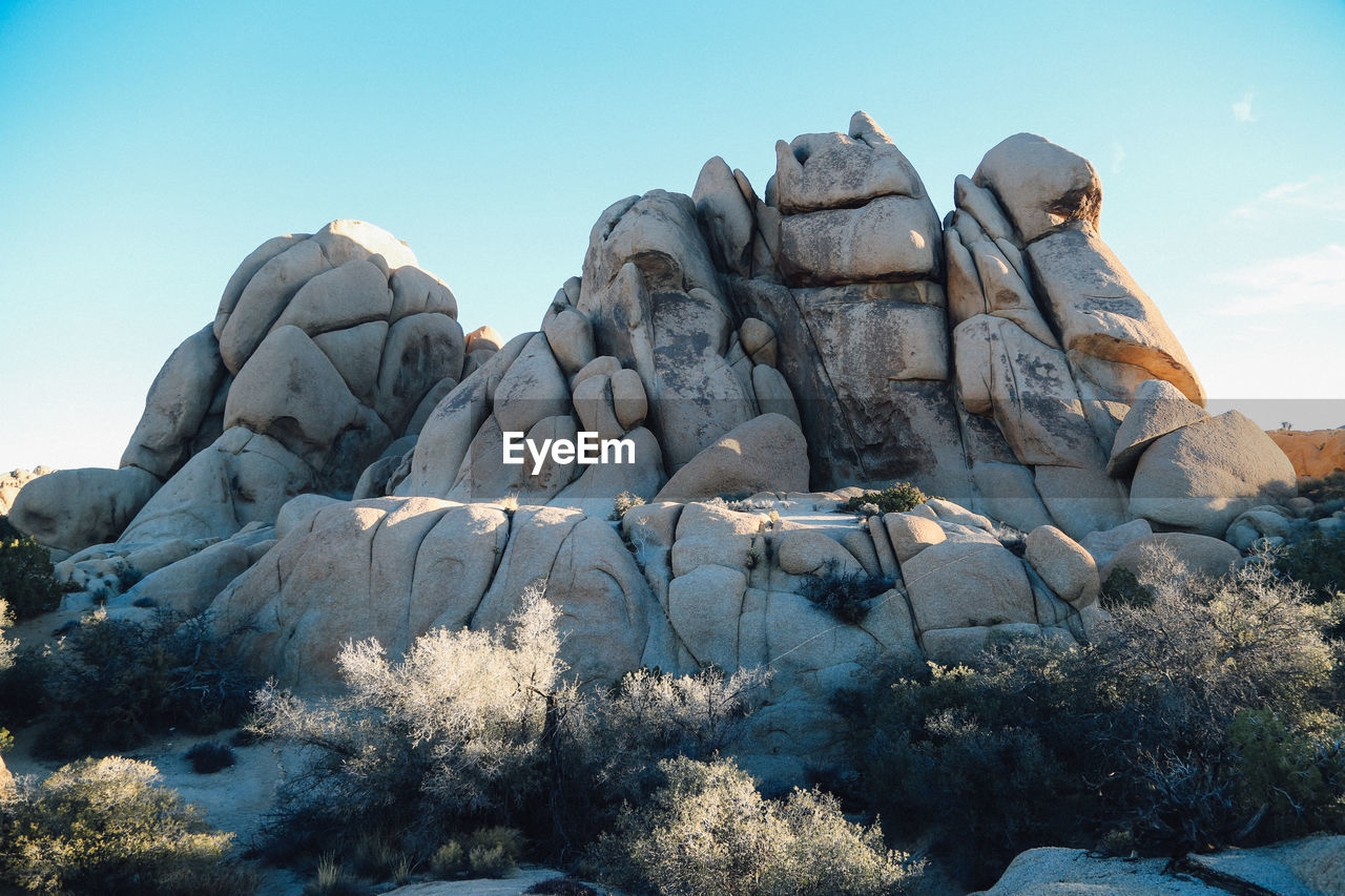 Rock formation against clear sky