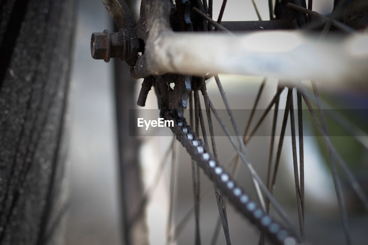 Close-up of bicycle wheel