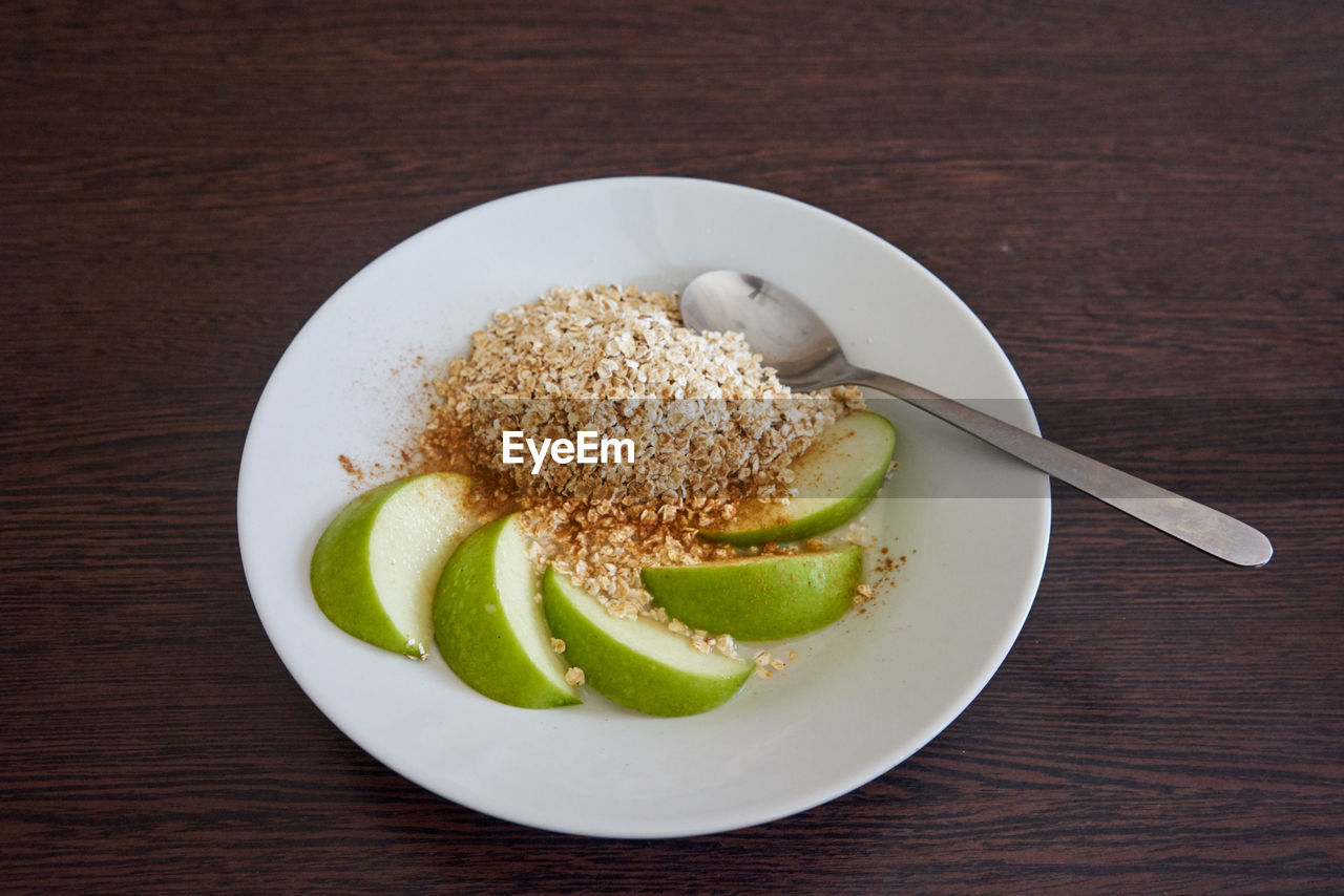 Close-up of cereal in plate