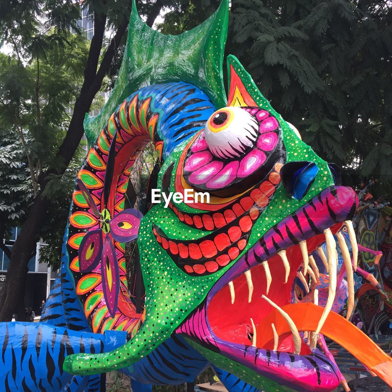 CLOSE-UP OF COLORFUL SCULPTURE