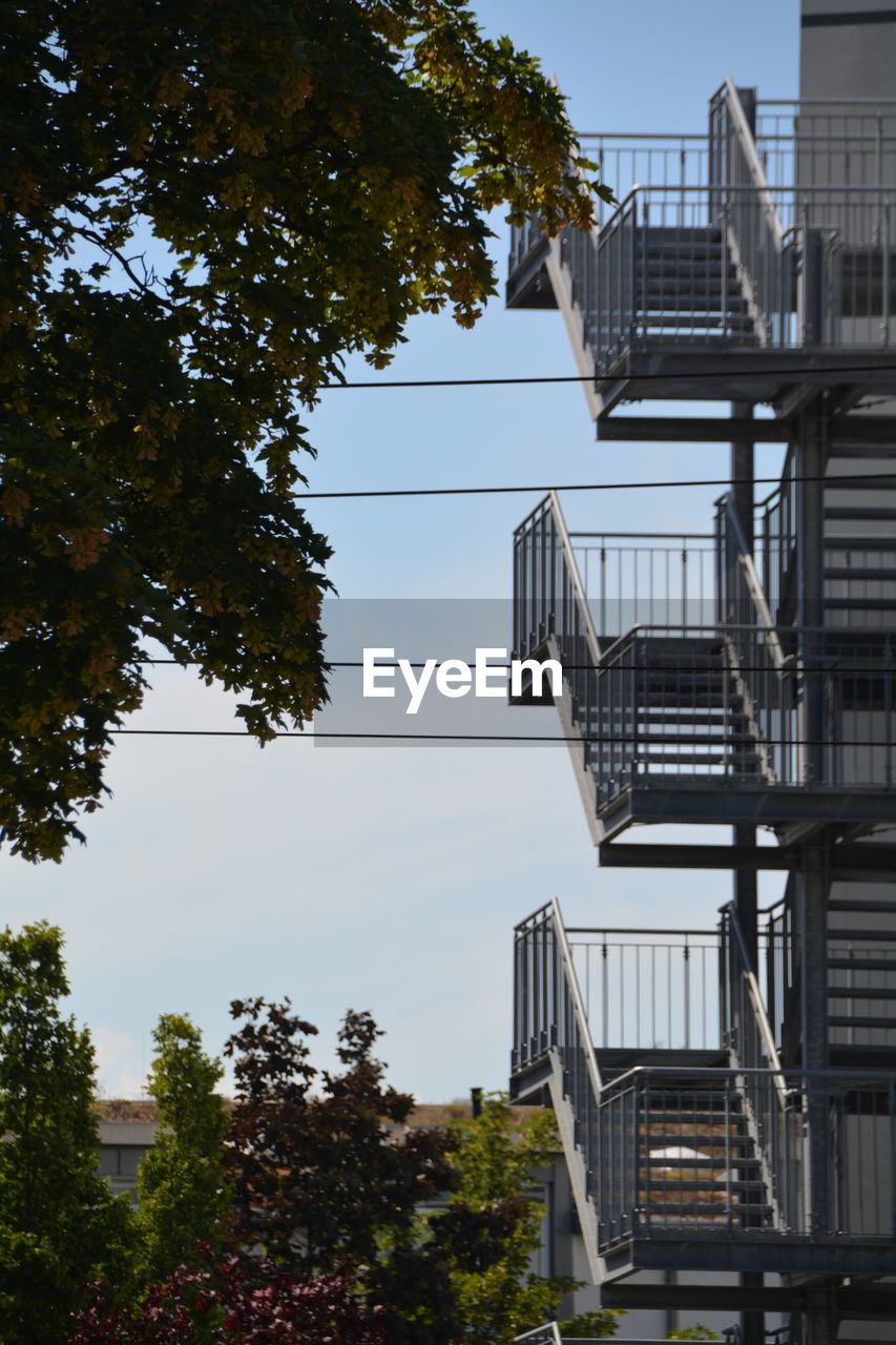 View of fire escapes against clear sky