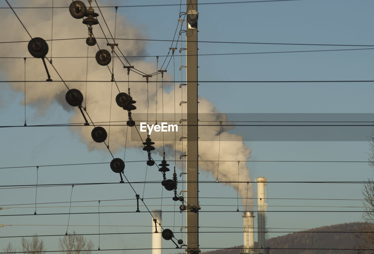 Smoking factory chimney or smokestack, pollutant emissions and climate change