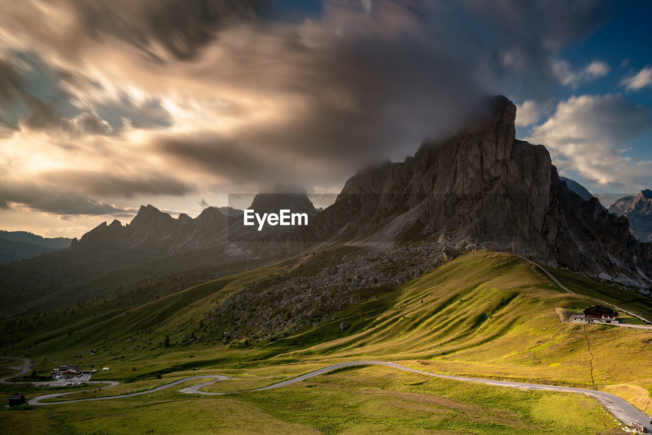 Scenic view of landscape against sky during sunset