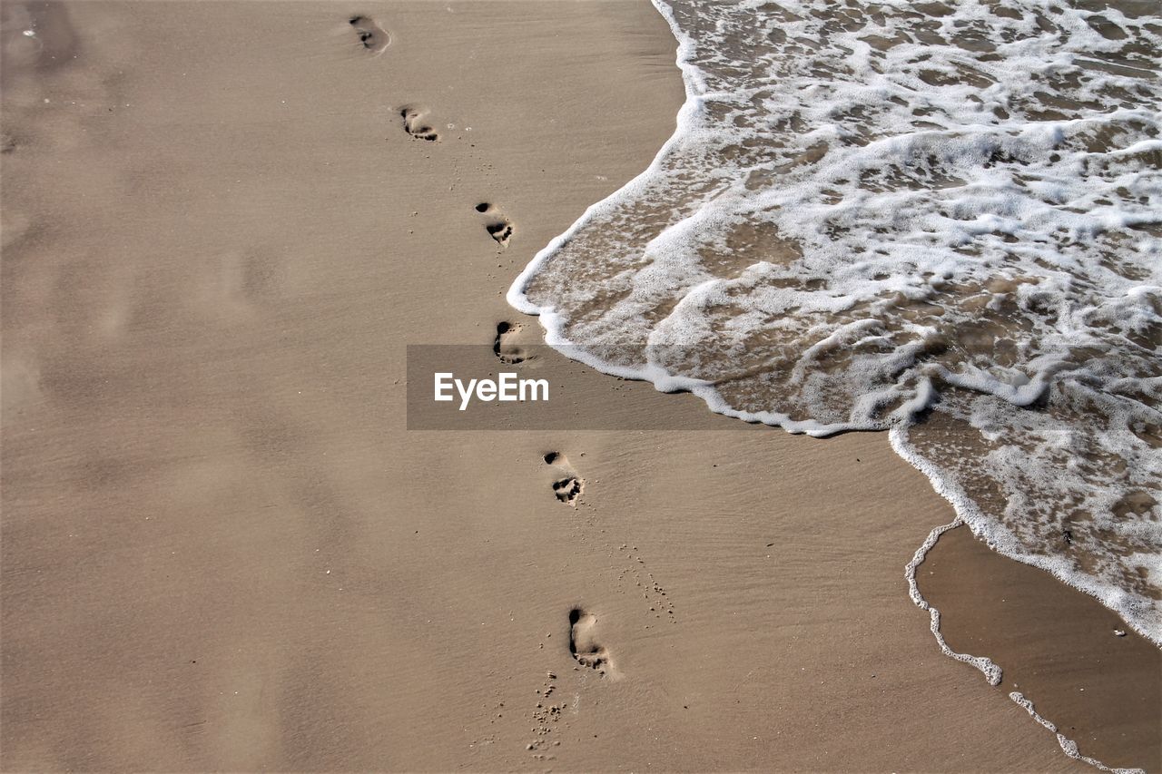 Footprints at a beach at the baltic sea