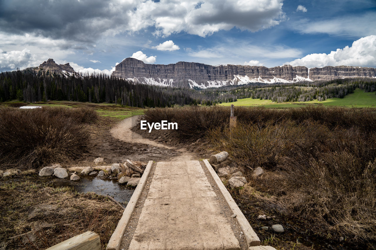 SCENIC VIEW OF LAND AND MOUNTAINS AGAINST SKY