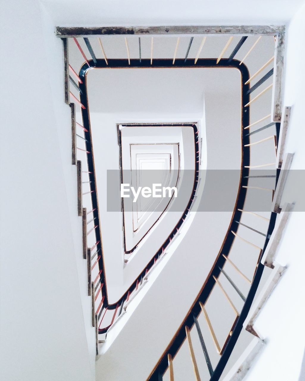 Directly below shot of staircases in building