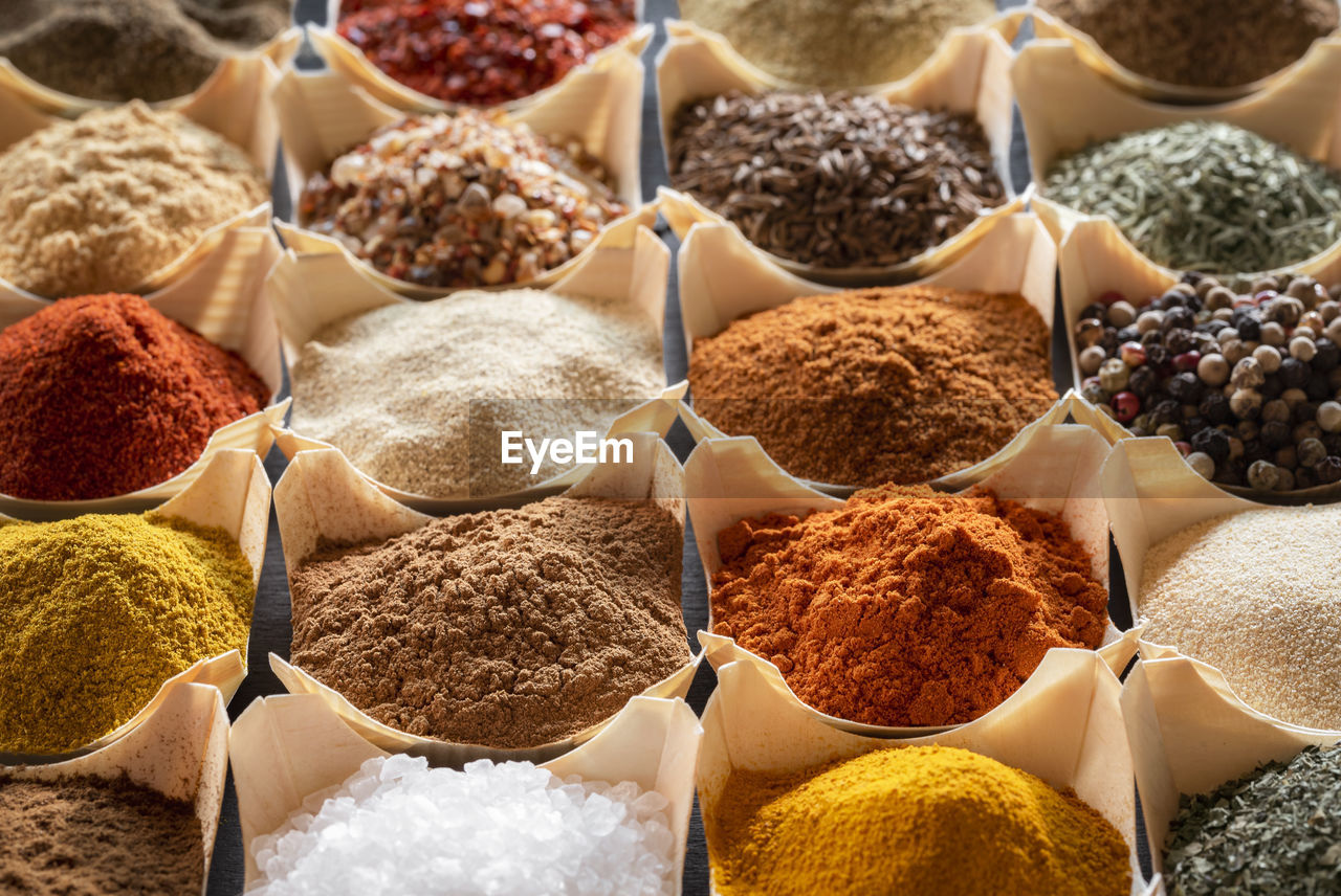 HIGH ANGLE VIEW OF FOOD FOR SALE AT MARKET