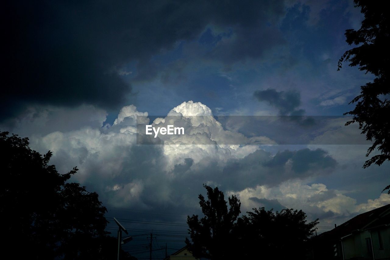 Low angle view of cloudy sky at dusk