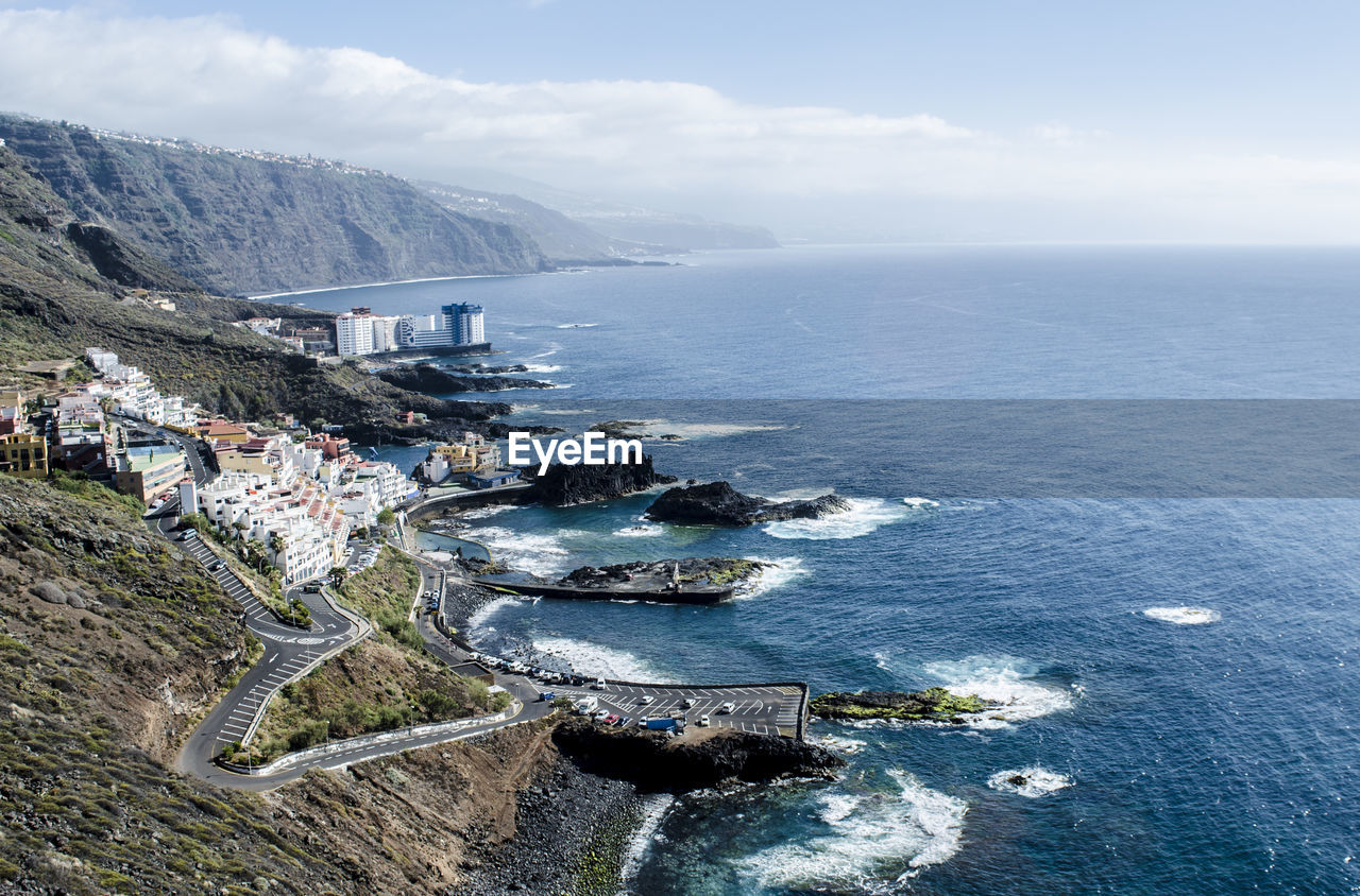 High angle view of sea against sky