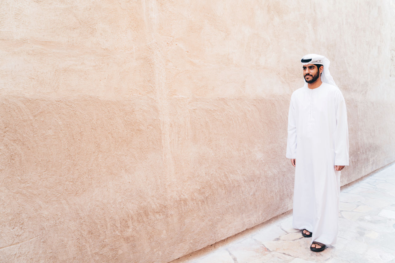 Portrait of an arabic man in a traditional clothing kandora