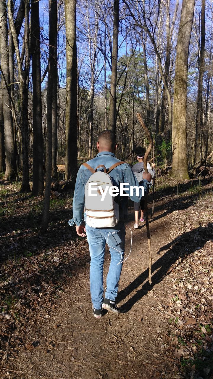 REAR VIEW OF BOY IN TREE