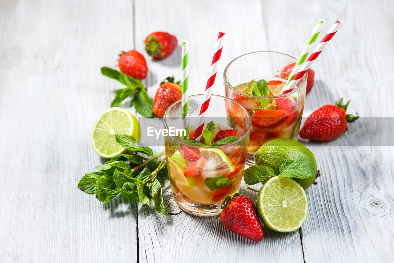 CLOSE-UP OF FRUITS ON GLASS