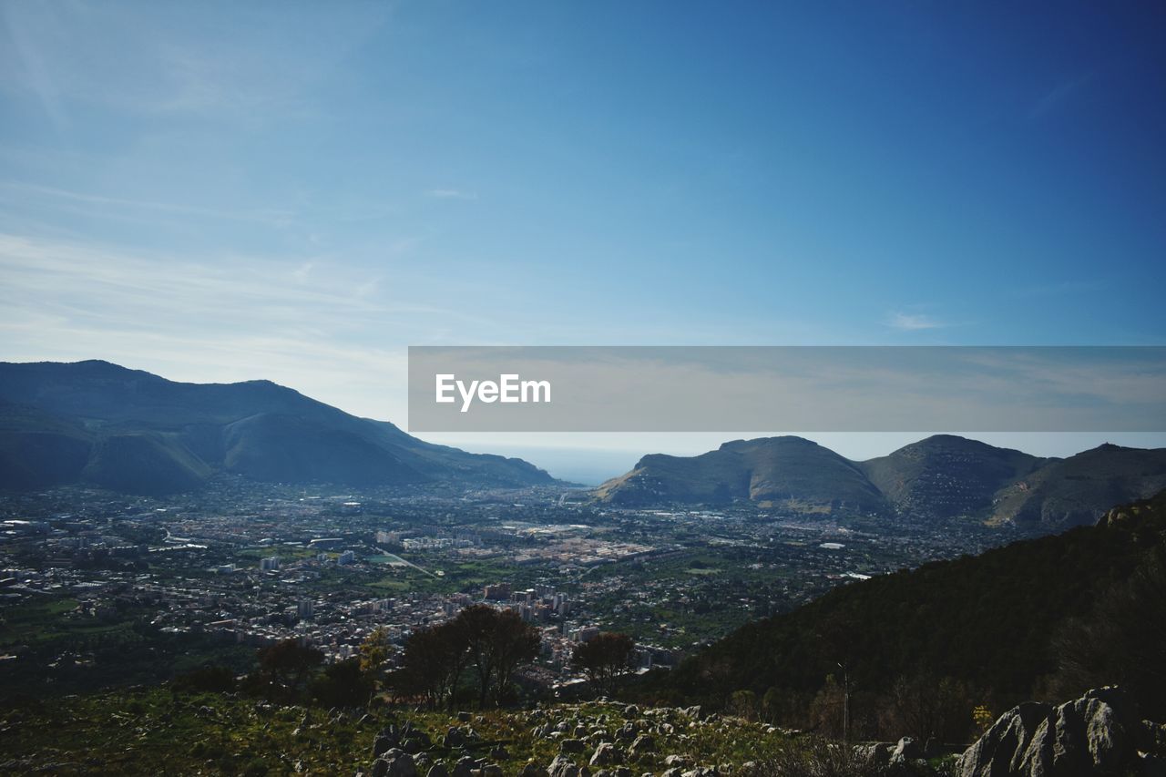 Scenic view of mountains against sky