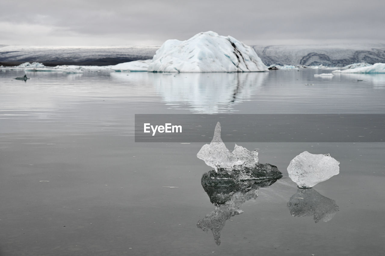 Scenic view of frozen sea against sky