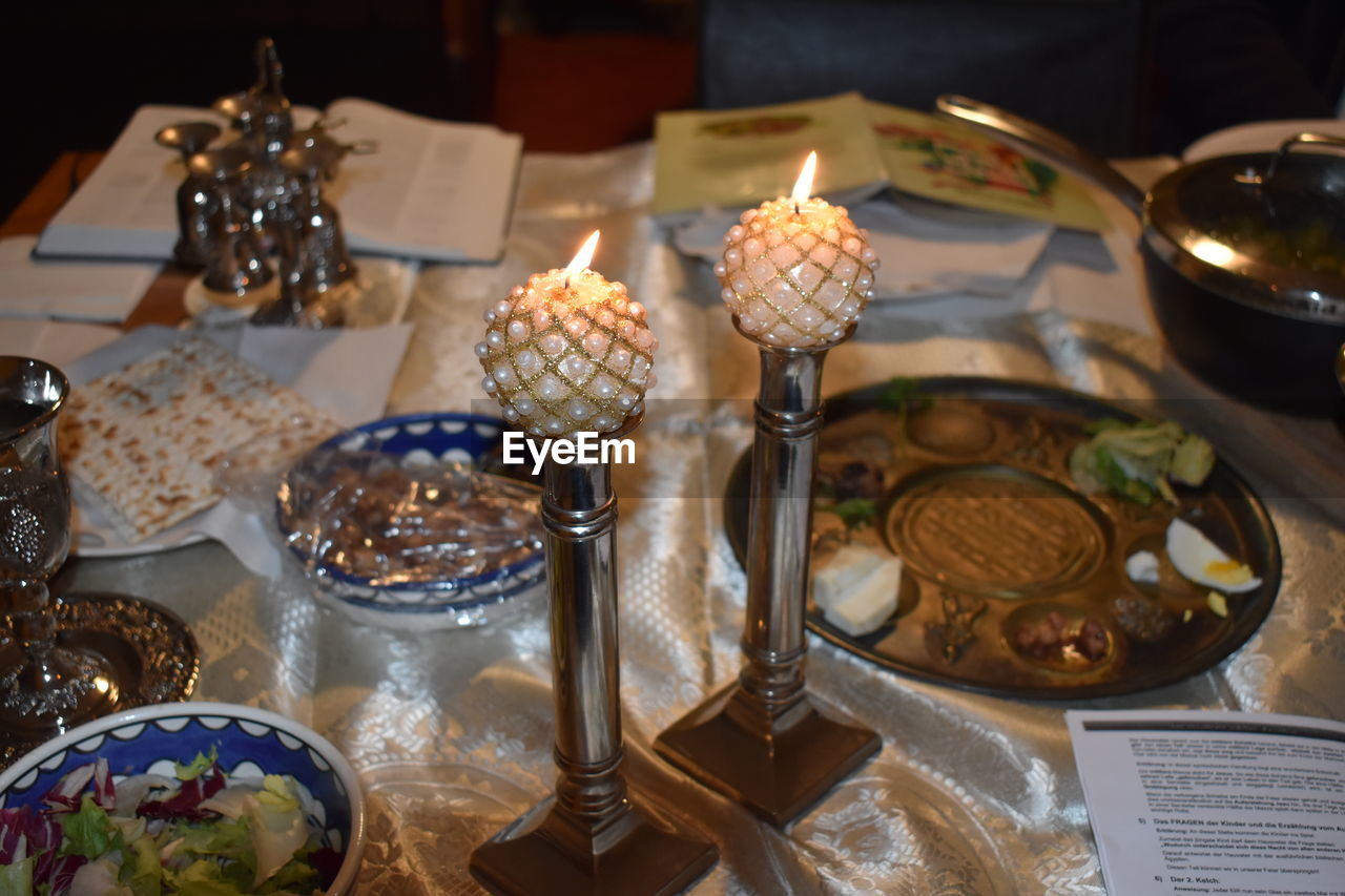 High angle view of seder night 