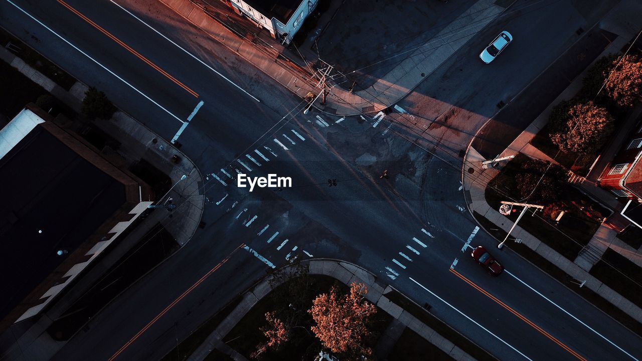 High angle view of road in city