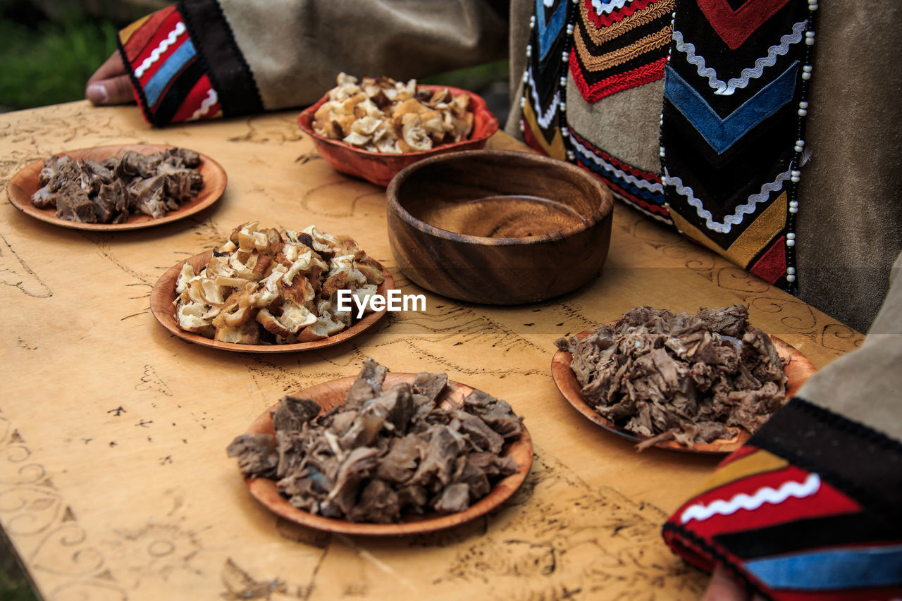 High angle view of food on table