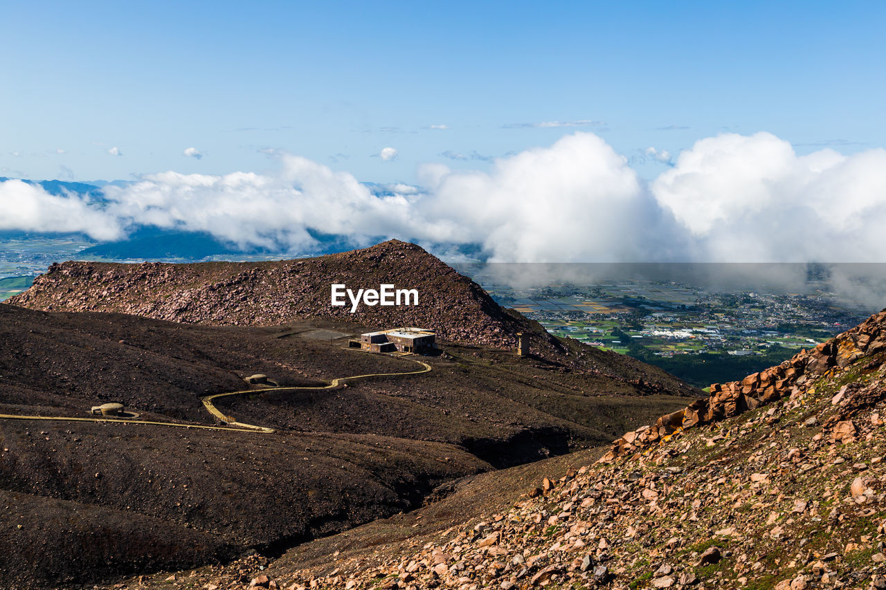 AERIAL VIEW OF VOLCANIC LANDSCAPE