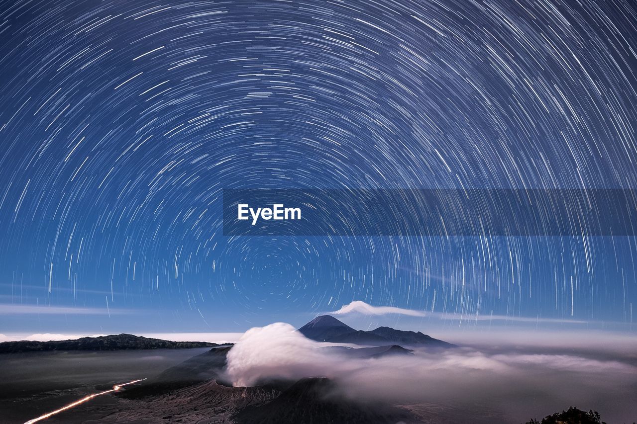 Long exposure image of stars in sky at night