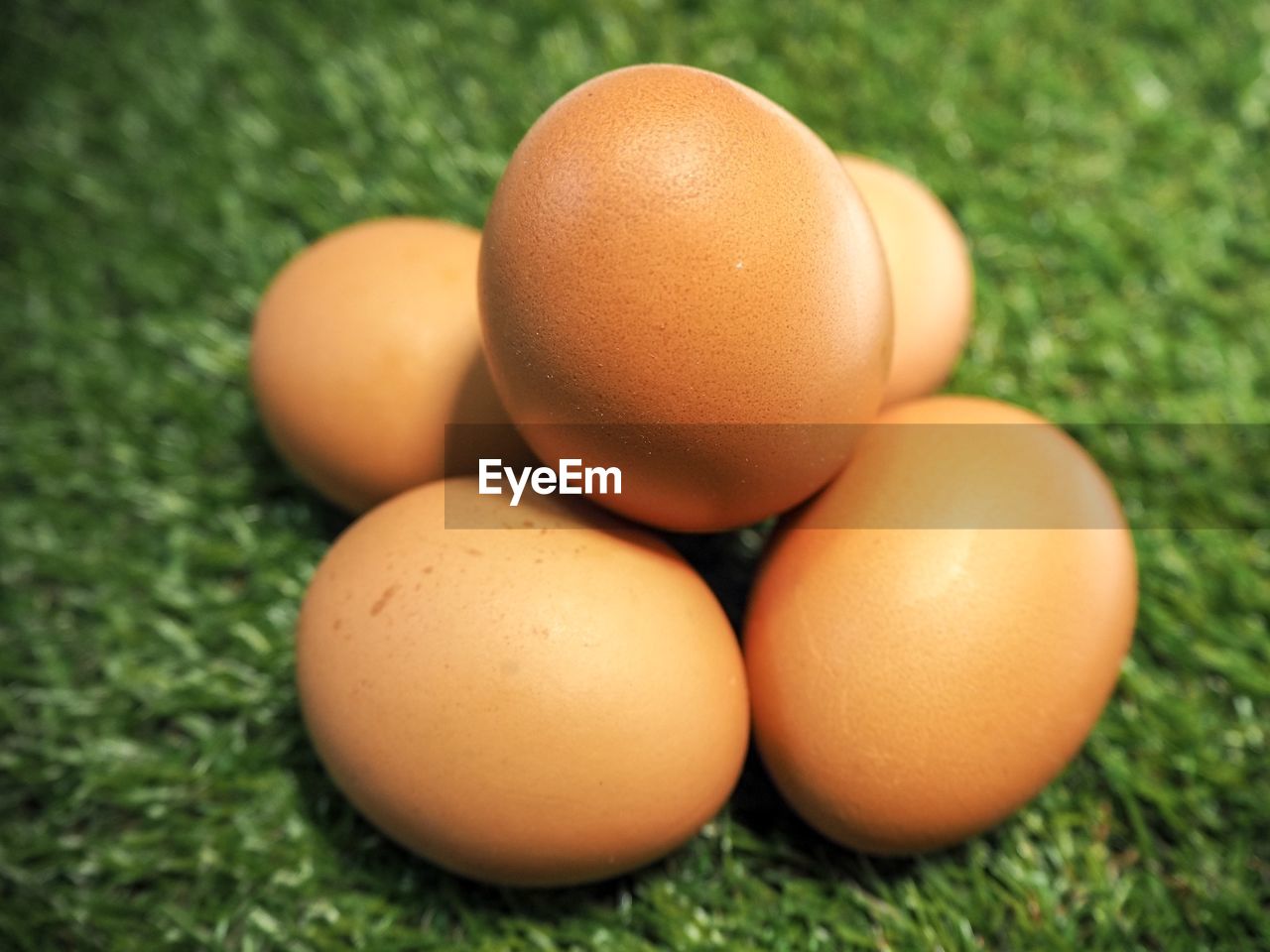 HIGH ANGLE VIEW OF ORANGES ON EGGS