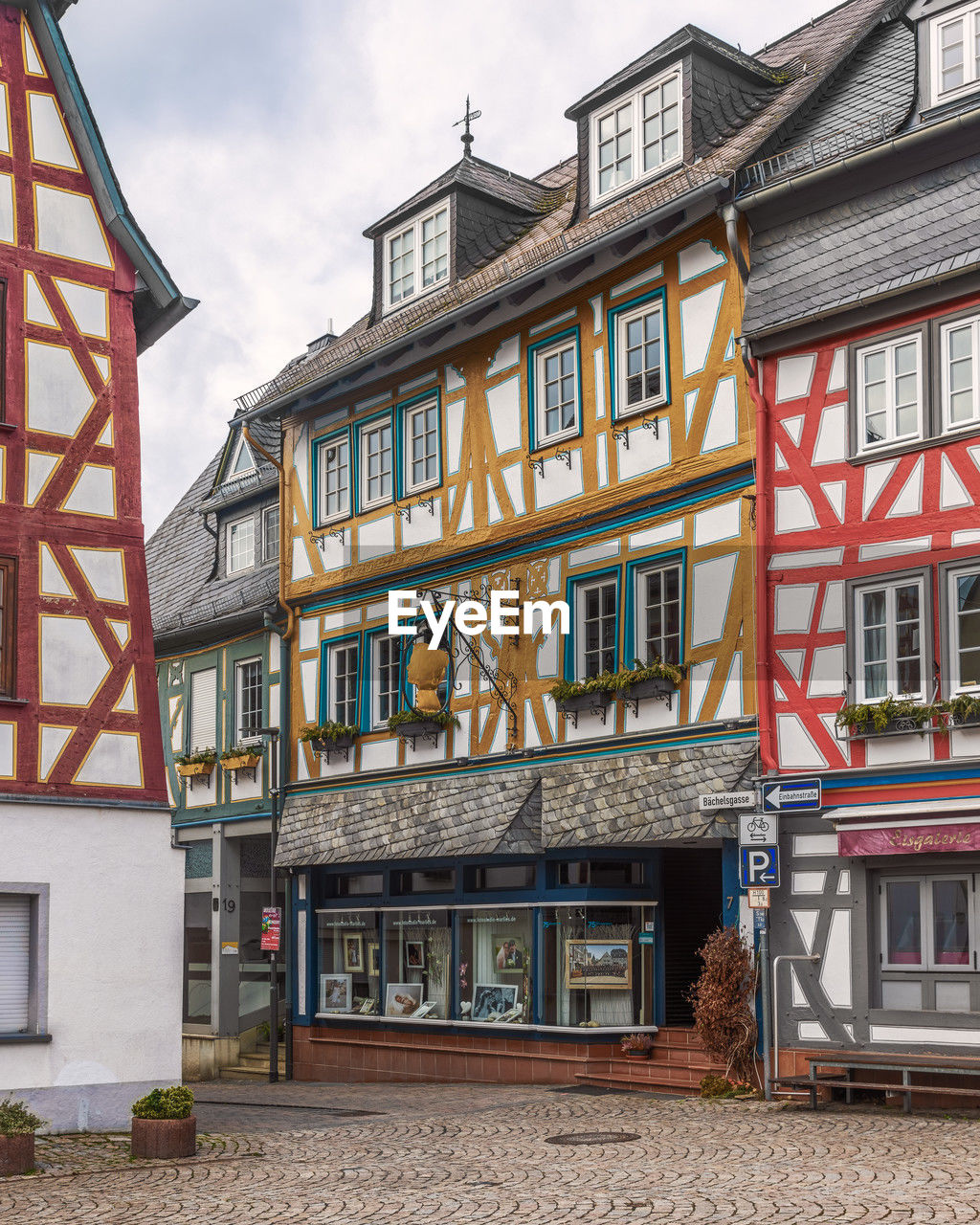 Picturesque german medieval colorful architecture in bad camberg, hesse, germany